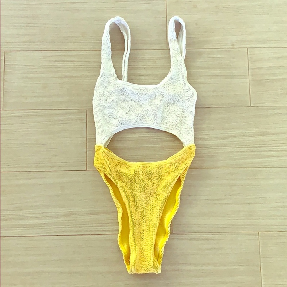 White and Yellow Bound Swimwear